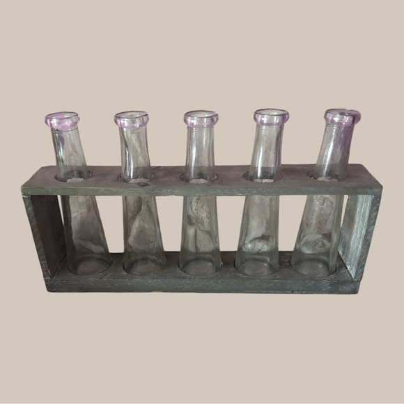 Creative Co-Op Wooden Distressed Propogation /Water Plant Vase Station - Picture 1 of 4